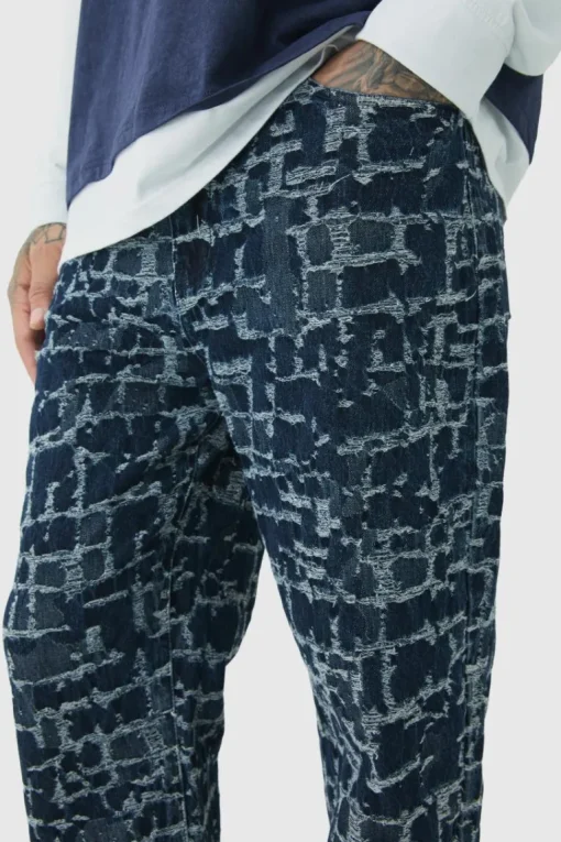 Tall Distressed Tapestry Relaxed Fit Denim Jeans