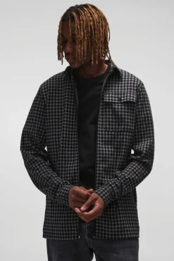 Tall Dogtooth Jacquard Zip Through Overshirt