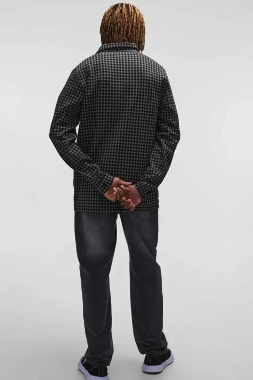Tall Dogtooth Jacquard Zip Through Overshirt