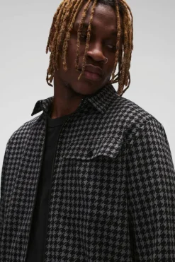 Tall Dogtooth Jacquard Zip Through Overshirt