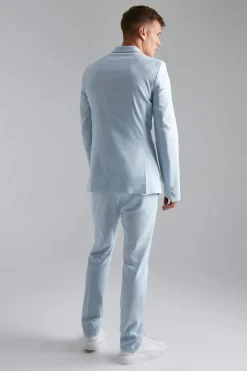 Tall Double Breasted Skinny Linen Suit Jacket