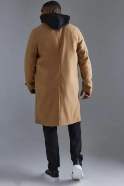 Tall Double Breasted Wool Look Overcoat in Camel
