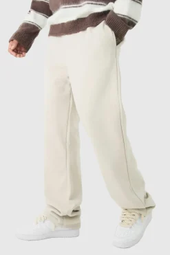Tall Double Waistband Baggy Fit Jersey Bottoms In Stone