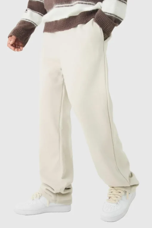 Tall Double Waistband Baggy Fit Jersey Bottoms In Stone