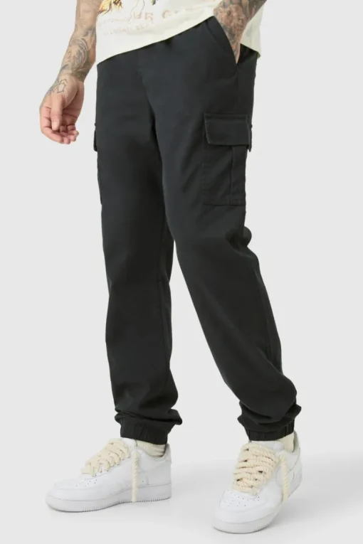 Tall Elasticated Waist Twill Slim Fit Cargo Trouser