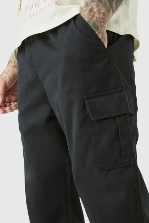 Tall Elasticated Waist Twill Slim Fit Cargo Trouser