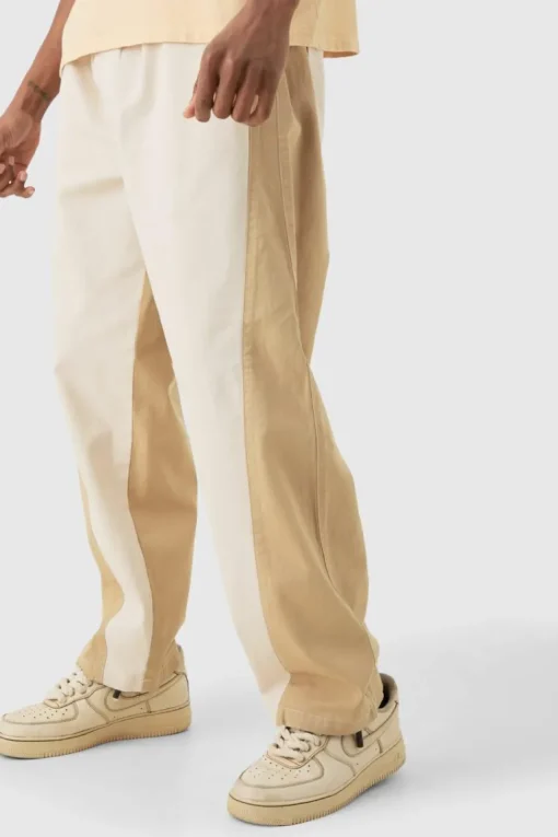 Tall Elasticated Waist Twill Crop Twisted Seam Washed Trouser