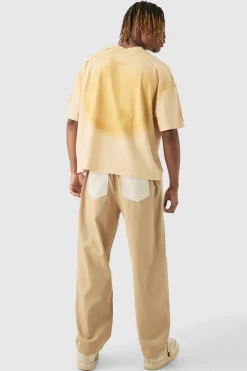 Tall Elasticated Waist Twill Crop Twisted Seam Washed Trouser