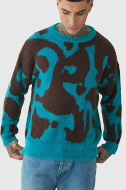 Tall Fluffy Knit Abstract Sweatshirt