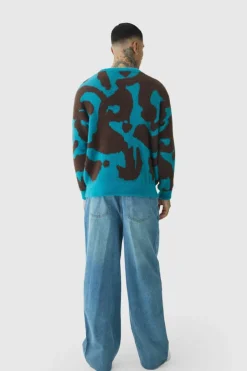 Tall Fluffy Knit Abstract Sweatshirt