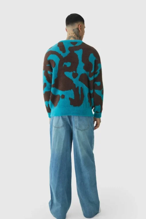 Tall Fluffy Knit Abstract Sweatshirt