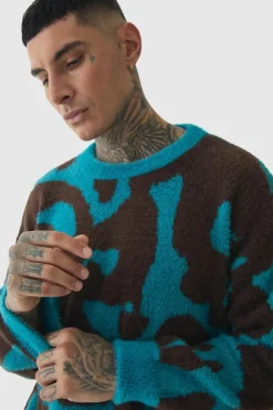 Tall Fluffy Knit Abstract Sweatshirt