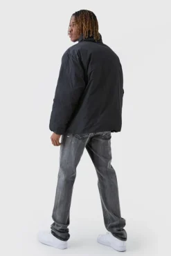 Tall Funnel Neck Padded Jacket In Black