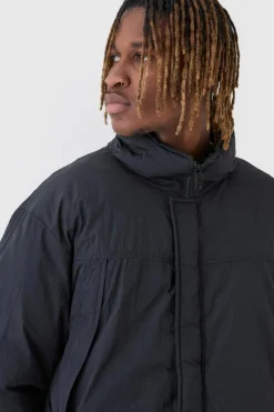 Tall Funnel Neck Padded Jacket In Black