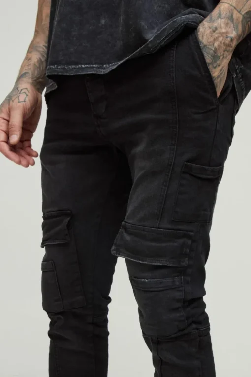 Tall Heavyweight Skinny Fit Cargo Trousers