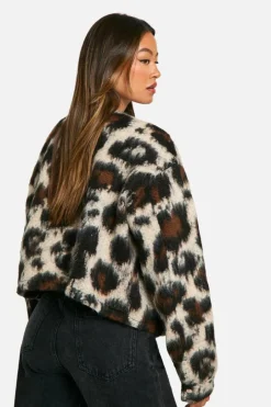 Tall Leopard Wool Look Bomber Jacket