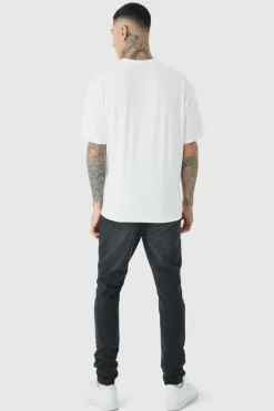Tall Mono Placement Floral Printed T-shirt In White