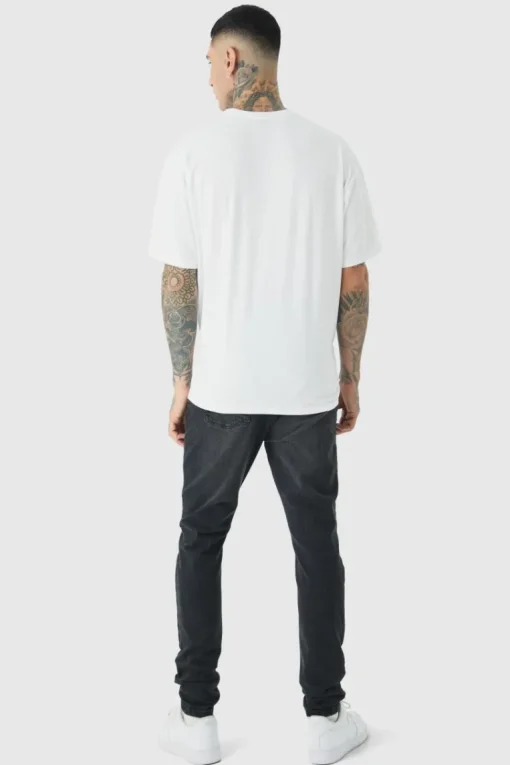 Tall Mono Placement Floral Printed T-shirt In White