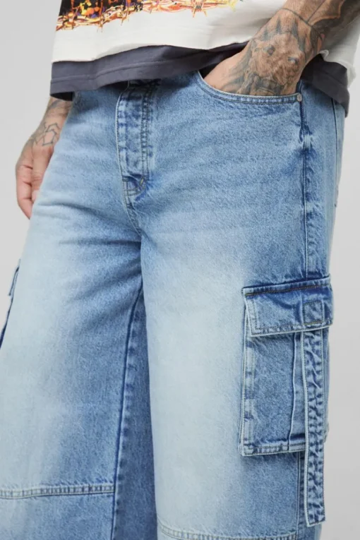 Tall Multi Pocket Baggy Cargo Jeans