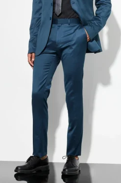 Tall Navy Satin Skinny Fit Suit