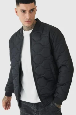 Tall Official Quilted Bomber Jacket In Black