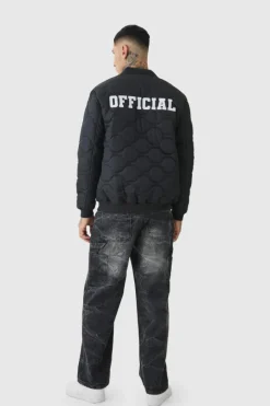 Tall Official Quilted Bomber Jacket In Black
