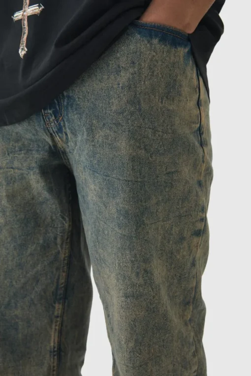 Tall Overdye Acid Wash Relaxed Fit Jeans