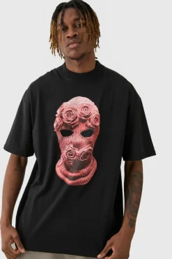Tall Oversized Balaclava Floral Print T-shirt