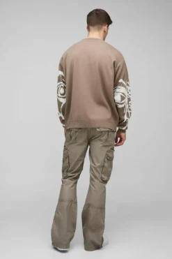Tall Oversized Boxy Abstract Line Face Knitted Jumper