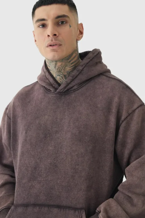 Tall Oversized Boxy Acid Wash Hoodie