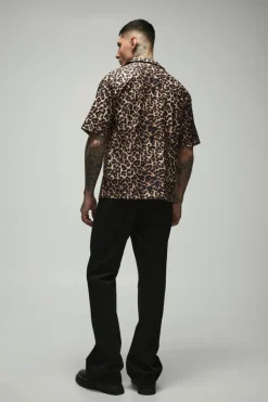 Tall Oversized Boxy Leopard Print Shirt