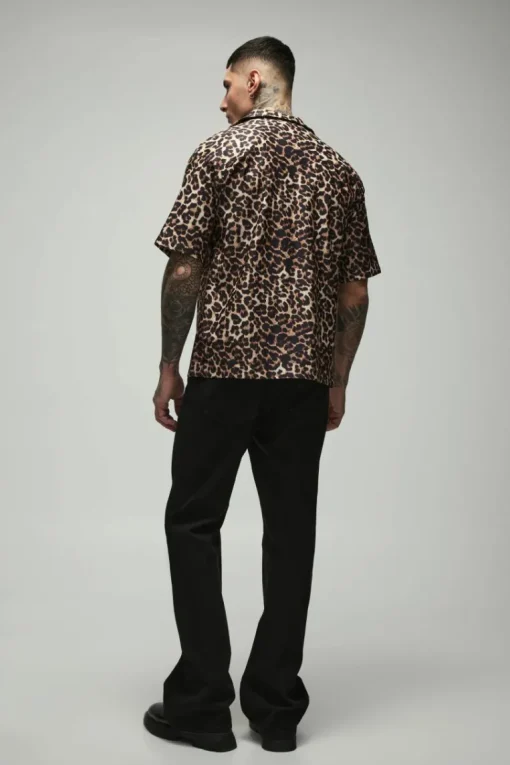 Tall Oversized Boxy Leopard Print Shirt
