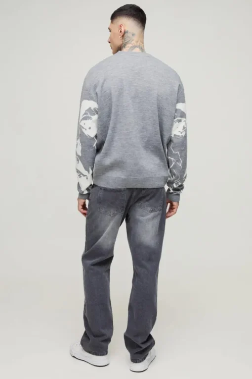 Tall Oversized Boxy Line Face Knitted Jumper
