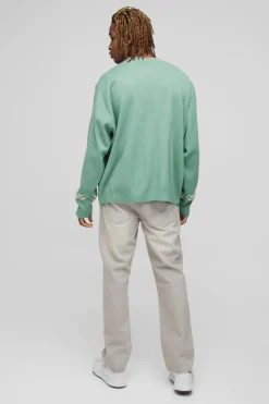 Tall Oversized Boxy Moto Knitted Jumper