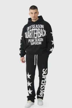 Tall Oversized Boxy Off Season Puff Printed Hooded Tracksuit
