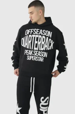 Tall Oversized Boxy Off Season Puff Printed Hooded Tracksuit