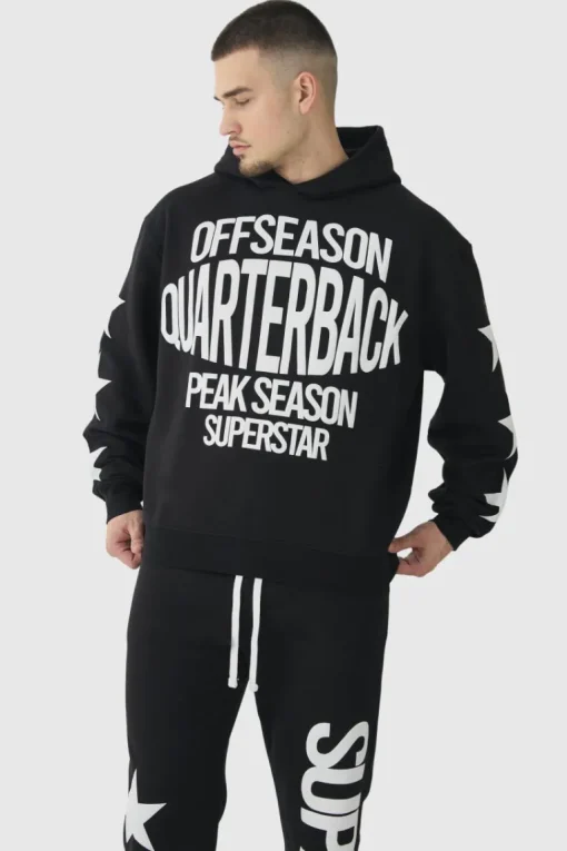 Tall Oversized Boxy Off Season Puff Printed Hooded Tracksuit