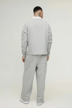 Tall Oversized Boxy Polo Sweatshirt in Grey