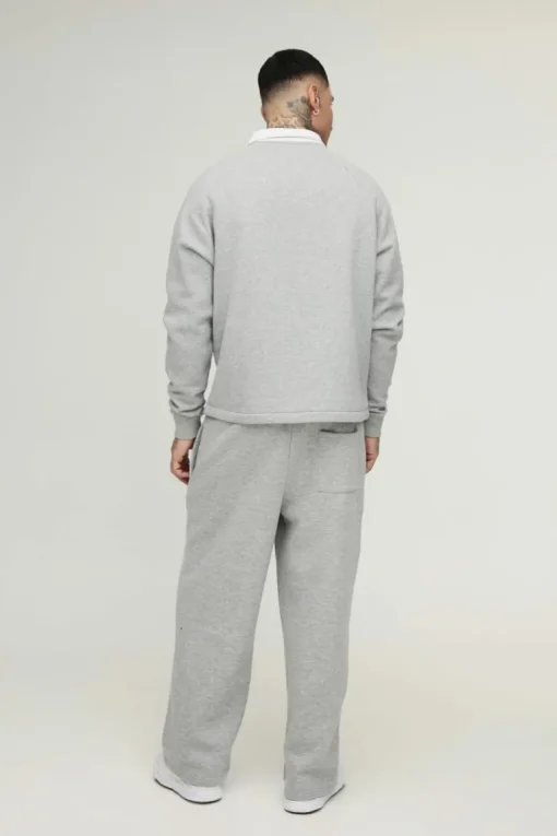 Tall Oversized Boxy Polo Sweatshirt in Grey