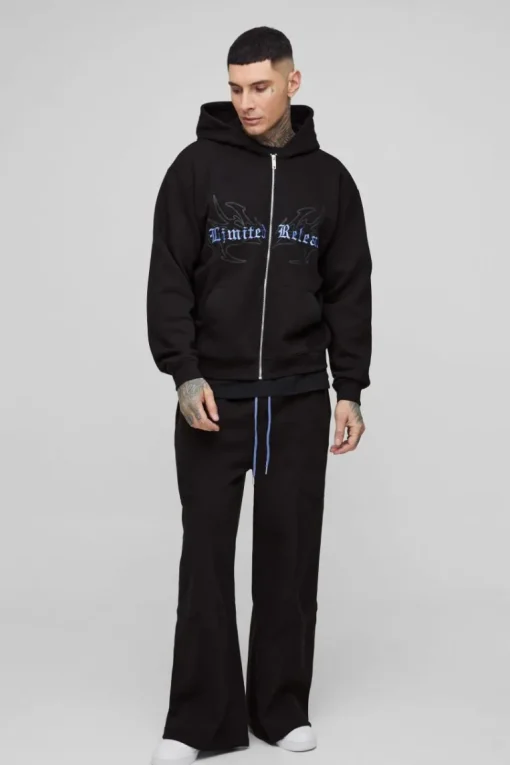 Tall Oversized Boxy Seam Detail Limited Hooded Wide Fit Tracksuit