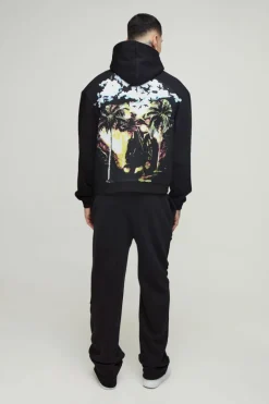 Tall Oversized Boxy Worldwide Large Scale Print Hoodie