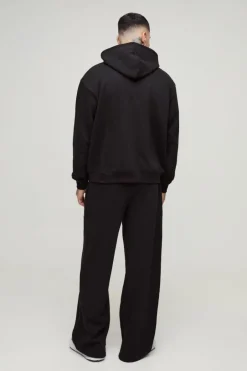Tall Oversized Boxy Zip Thru Rhinestone Applique Hooded Tracksuit
