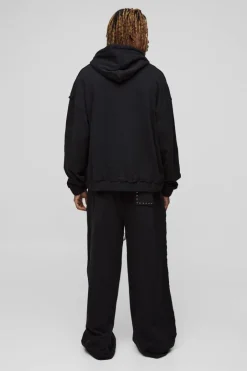 Tall Oversized Boxy Zip Thru Seam Detail Hooded Tracksuit
