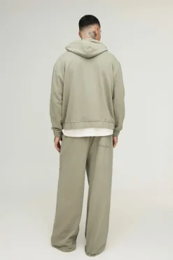 Tall Oversized Boxy Zip Thru Seam Detail Hooded Tracksuit