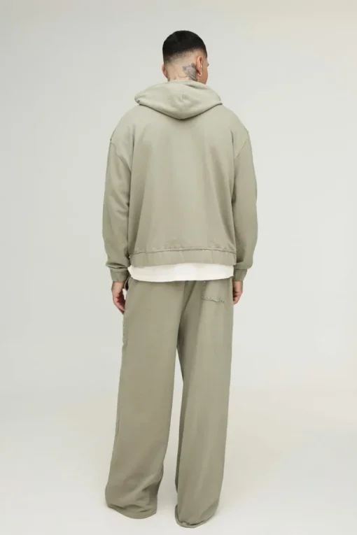 Tall Oversized Boxy Zip Thru Seam Detail Hooded Tracksuit