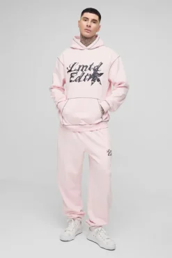 Tall Oversized Contrast Stitch Lmted Hooded Tracksuit