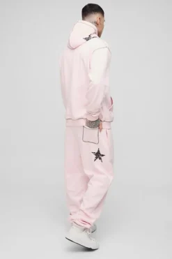 Tall Oversized Contrast Stitch Lmted Hooded Tracksuit