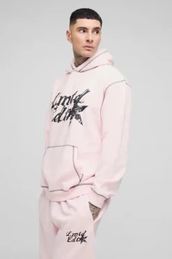 Tall Oversized Contrast Stitch Lmted Hooded Tracksuit