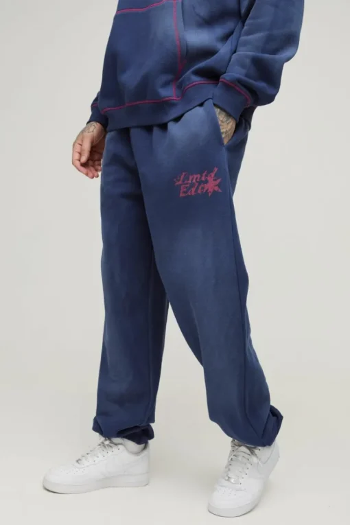 Tall Oversized Contrast Stitch Lmted Spray Wash Jogger