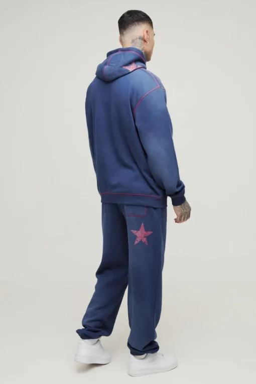 Tall Oversized Contrast Stitch Lmted Spray Wash Jogger